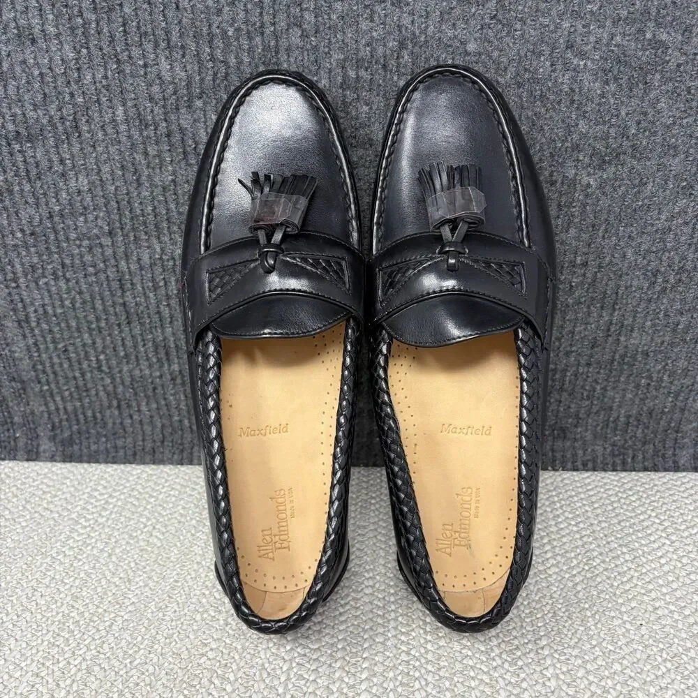 NEW Allen Edmonds Maxfield Tassel Loafers Black Leather Dress Shoes Men’s 10 E